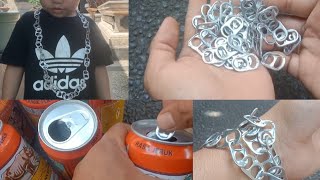 Tutorial membuat kalung dan gelang Rante dari pin kaleng bekas | kreatifitas Bocil