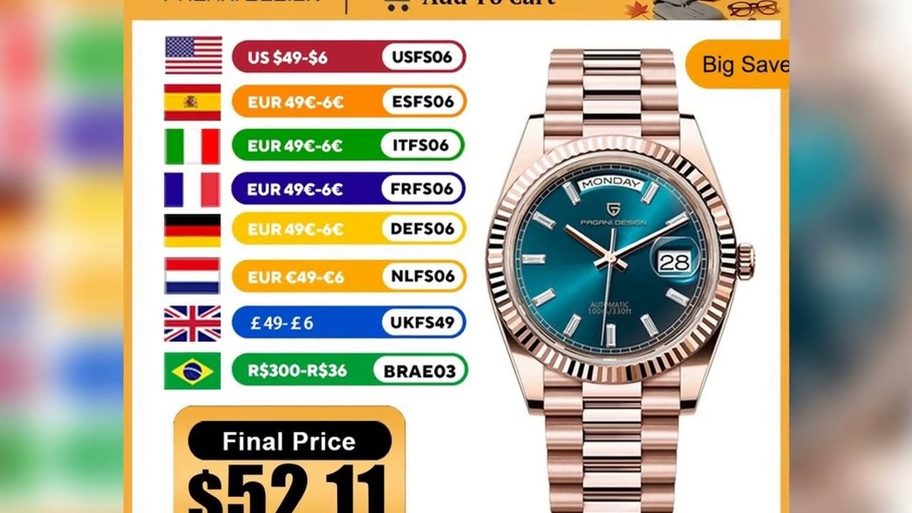 A must-have product! PAGANI DESIGN DD36 Men's Watches Rose Gold Luxury Automatic Watch For Men Mec