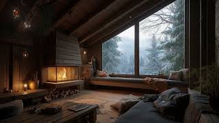 Winter Hush | Gentle Snowstorm & Fireplace Sounds for Cozy Sleep