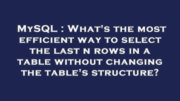 MySQL : What