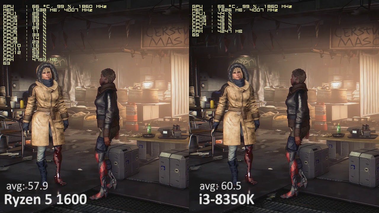 Amd Ryzen 5 1600 Vs Intel I3 50k In 10 Games With A Gtx 1060 Youtube