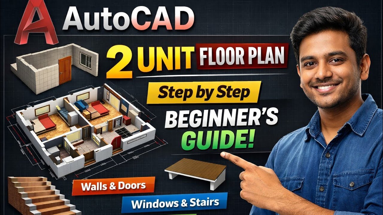 AutoCAD Full House Plan Tutorial . 2 Unit Floor Plan , Beginner Friendly Full Tutorial 