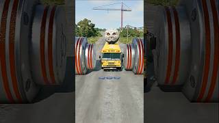 Colourfull Buses vs Bollards Crash- BeamNG Drive#shorts #beamngdrive #bus screenshot 1