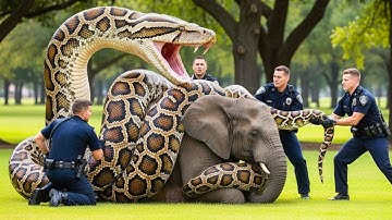Brave heroes fight a giant python to save a helpless elephant 🐍🐘