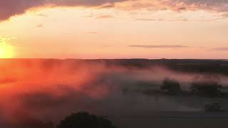 sunset harvest 4k aerial