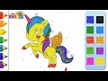 Unicorn fun coloring glitter painting for kids  fun bubble