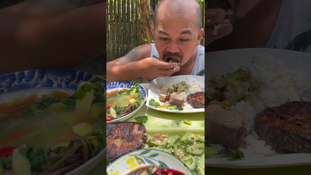 MUKBANG TINOLA NA ISDA PRITO AT AMPALAYA 