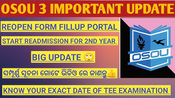 (BIG UPDATE)osou released  readmission notice & reopen portal of exam form fillup 👍