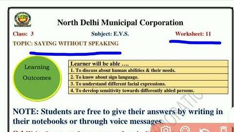 NDMC Class 3 EVS Worksheet 11 solved | English medium | Topic - Saying without speaking