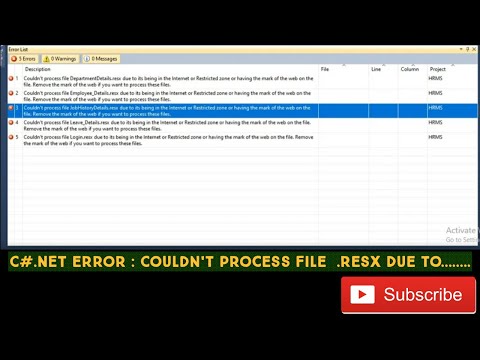 C#.net Error : Couldn't process file abc. resx due to its being in the internet or .......