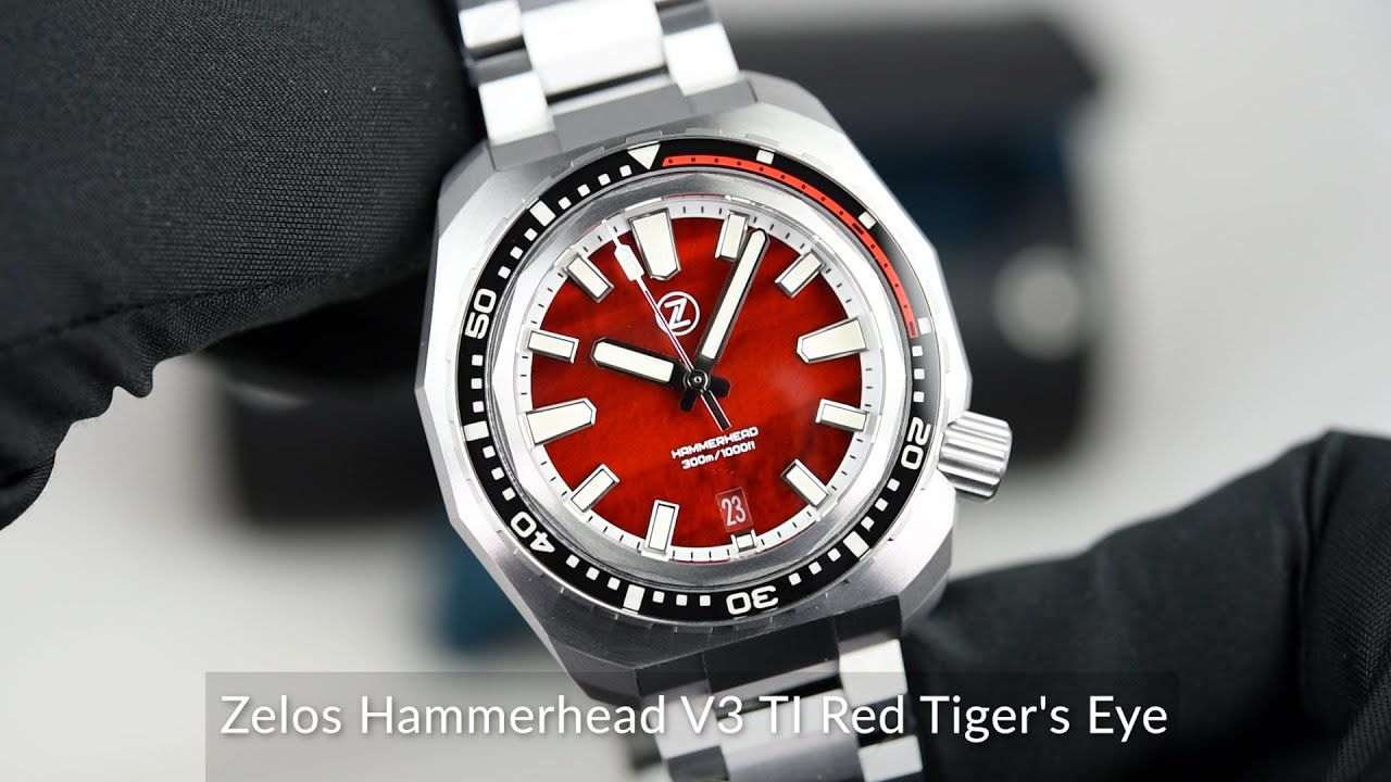 Zelos Hammerhead V3 TI Red Tiger's Eye - SeriousWatches.com