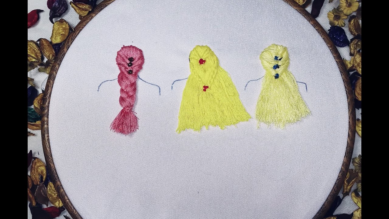 Hand embroidery for beginners//How to embroider 3d hairstyle in a way R. Embroidery Art