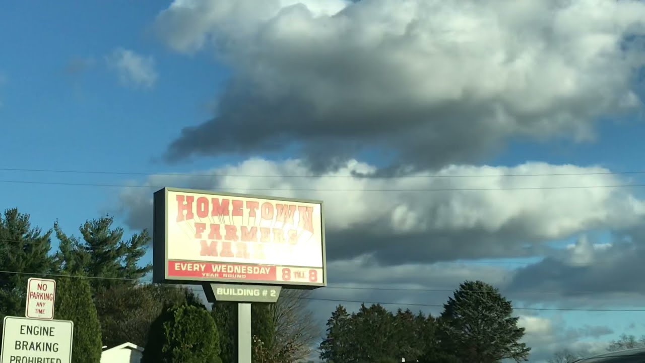 Hometown Farmers Market Sign Located in Hometown Tamaqua Area Pennsylvania Open 8am-8pm WEDNESDAY