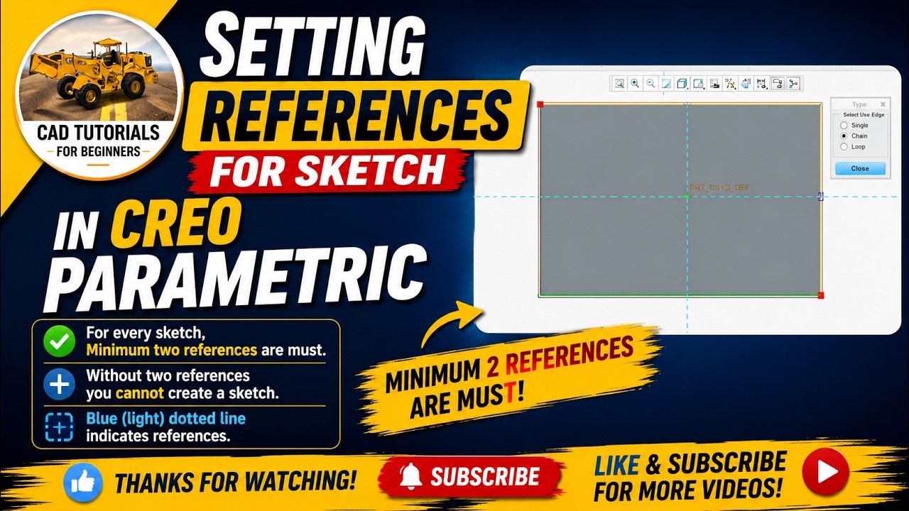 Add Reference Creo SETTING REFERENCES FOR SKETCH IN CREO PARAMETRIC - YouTube
