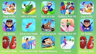 Bag to Fit, Hills of Steel, Run of Life, Battery Run 3D, Mr  Bullet, Stickman Hook, The Catapult screenshot 3