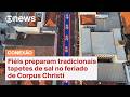 Voluntários preparam tradicionais tapetes de Corpus Christi