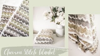 CROCHET BLANKET SUPER WARM AND COZY - wave and chevron stitch - step by step instructions