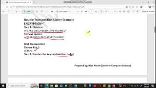 2.20- Double Transposition Cipher Encryption | Tradition Key Cryptography