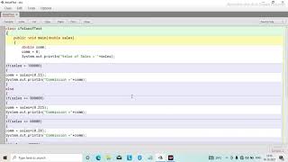 Java programming for calculating commission based on some amount class 9 icse