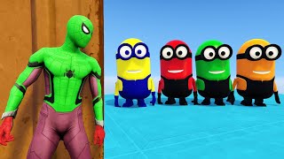 GTA 5 Epic Ragdolls RED SPIDERMAN VS RED MINION VS GREEN MINION (Euphoria Physics & Funny Fails) 134