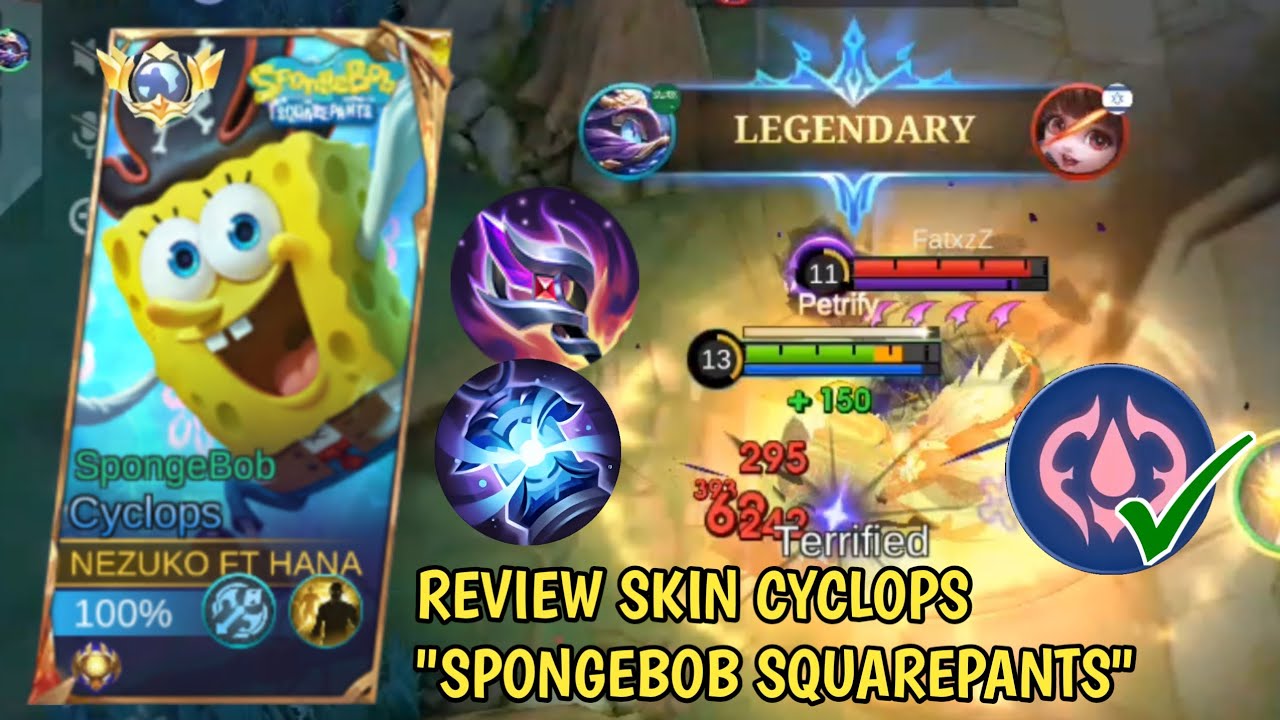 REVIEW SKIN CYCLOPS "SPONGEBOB SQUAREPANTS" DAMAGENYA LINCAH BANGET | TOP GLOBAL CYCLOPS | MLBB