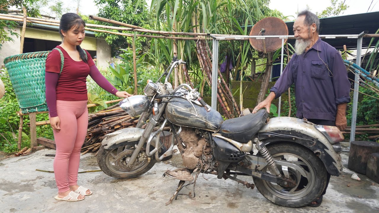 Full Video _Girl Restores 1975 HARLEY DAVIDSON Chopper, 1987 Off Road 200cc, 1991 Police 125cc...