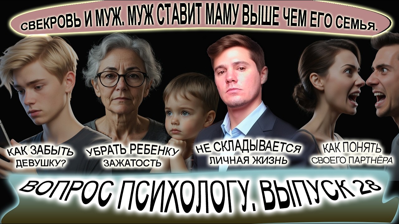 Выпуск 28. Забыть девушку. Мама для мужа стала важнее семьи. Зажатый ребенок.
