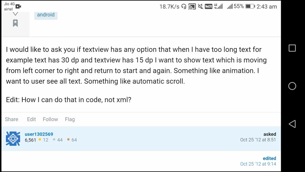 How to move text programmatically in Android studio code from ...