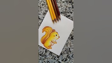 drawing of squirrel 🐿️,easy drawing for kids,colour pencil drawing of squirrel #squirrel #painting