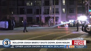 Rollover crash briefly shuts down John Nolen Dr. overnight
