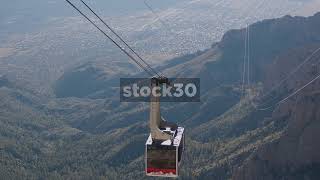 Cable Car Slowly Approaching The Top Of Sandia Peak Tramway In The Sandia Mountains Near Albuquerque