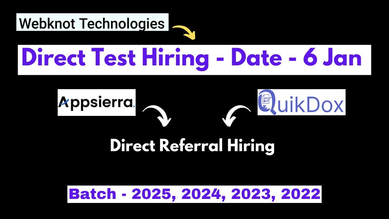 Direct Test Hiring | OFF Campus Drive for 2025 Batch | 2025 batch ...