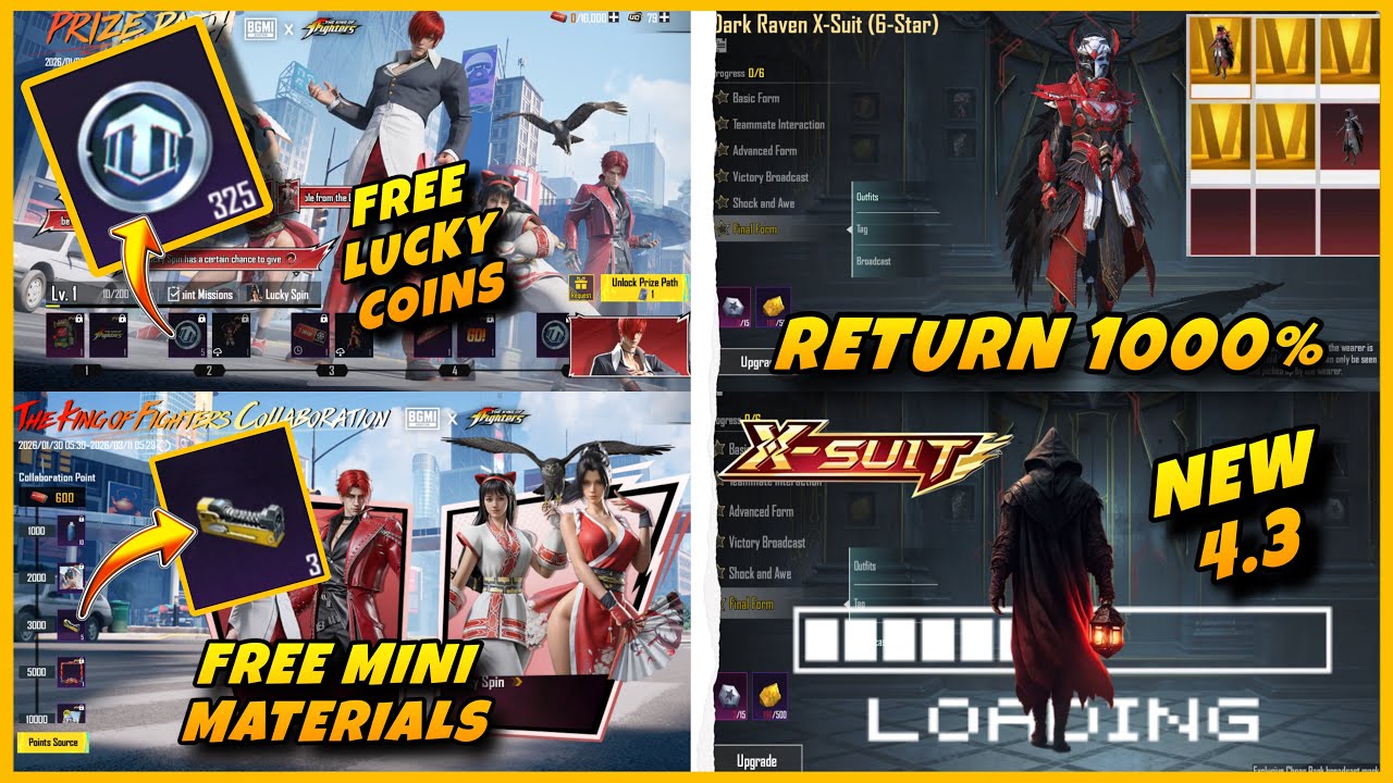 NEW X-SUIT 4.3 UPDATE 🔥 | DARK RAVEN X-SUIT RETURN | FREE LUCKY COIN TRICK | M416 GEM TRICK 