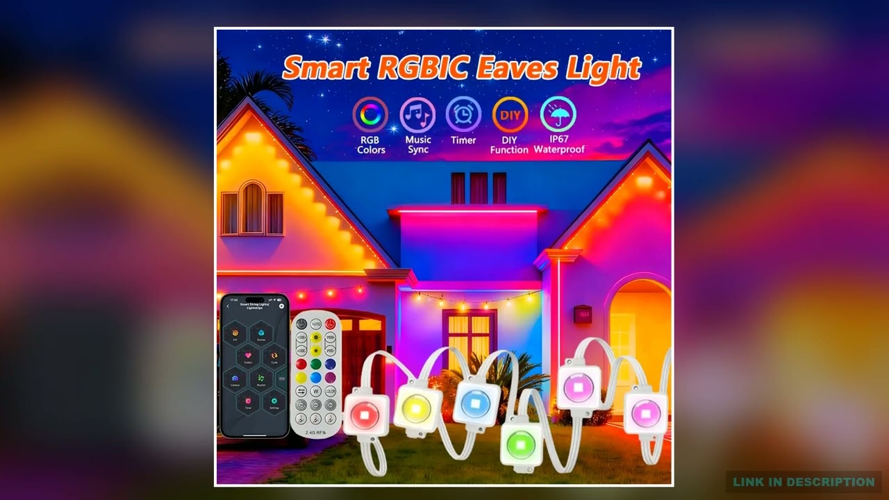 RGBIC Eaves Lights Smart Permanent Outdoor Lights IP67 Waterproof DIY Color LED String Lights