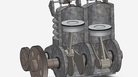 Inline Two Cyliner SI Engine animation by solidworks 2019