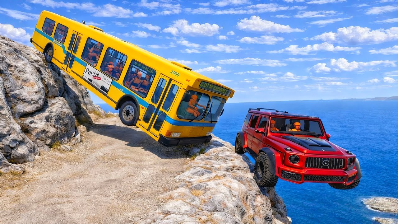 Bus vs Cliff mountains 💥 high speed drop |Beamng drive  #70!