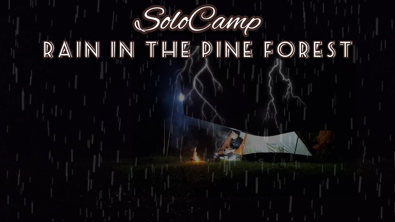 solo camping in heavy rain with thunderstorm, sounds of rain relaxing ...
