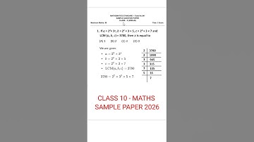 Class 10 Maths Sample Question Paper 2026 Solutions | Cbse Sample question paper 2026