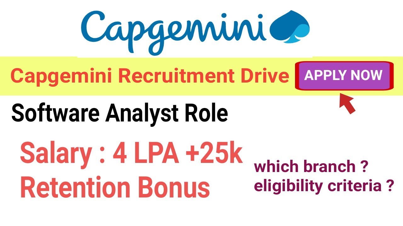 Capgemini Is Hiring For Software Analyst Role | Salary 4 LPA | Apply ...