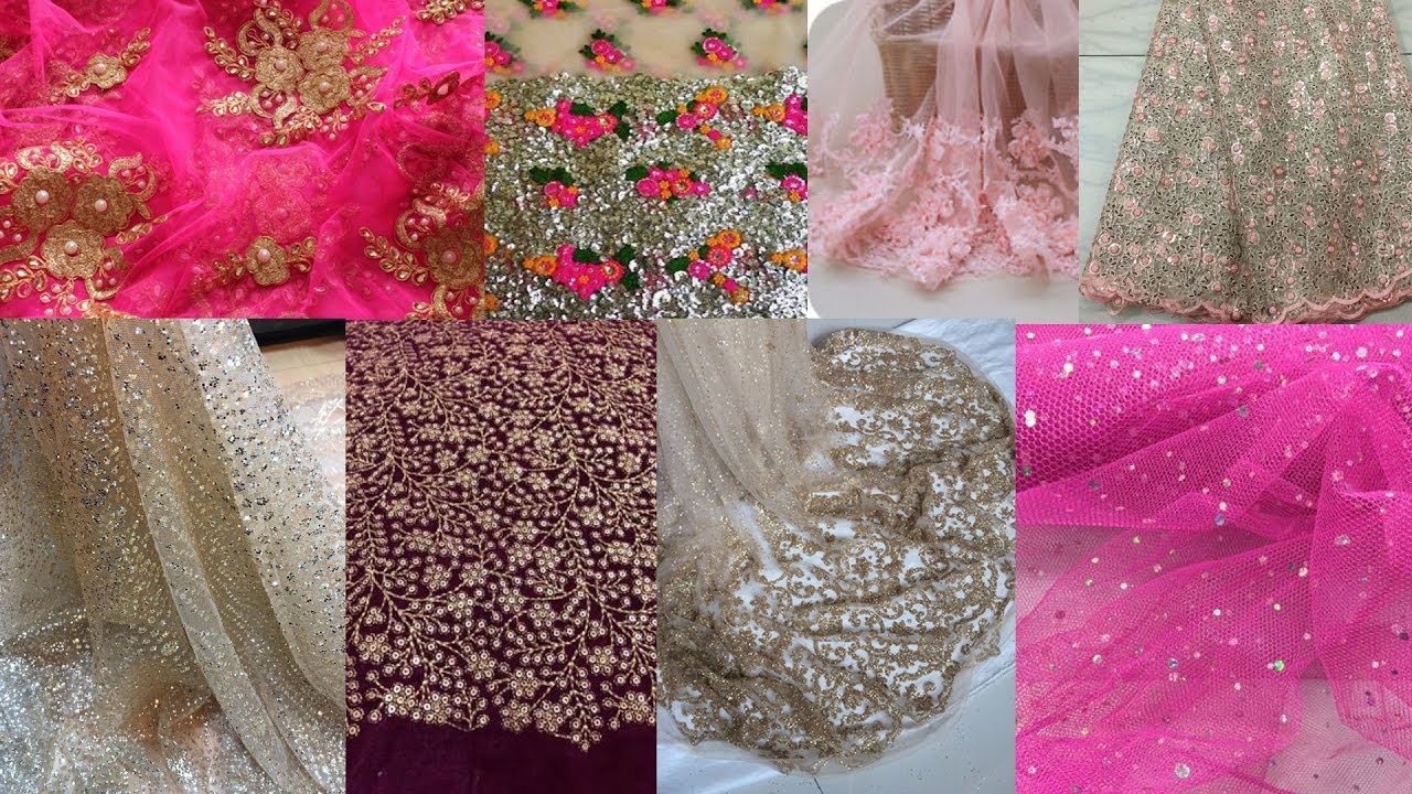 beautiful embroidered net lace fabric with glitter YouTube