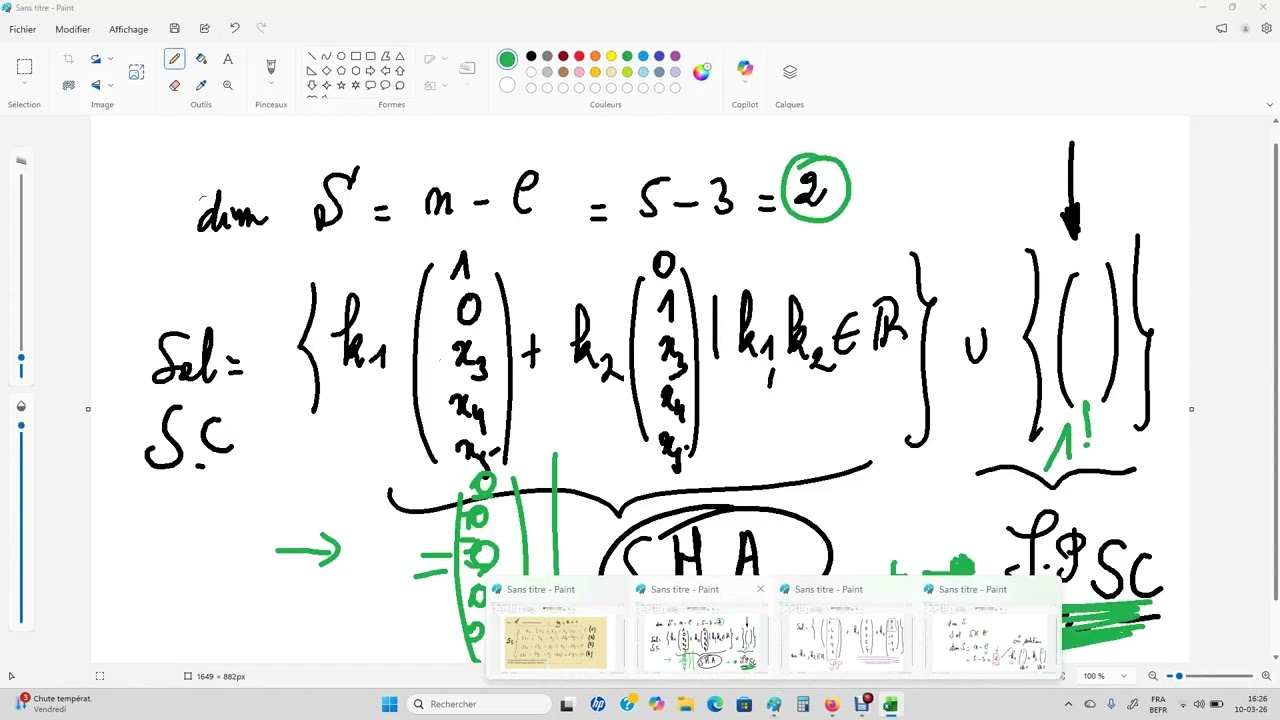 Résoudre le système connaissant une solution par la méthode de GAUSS - 4 équations à 5 inconnues