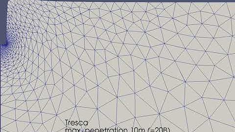 Large indentation simulation of a rigid footing on a Tresca material - Finite element mesh updating
