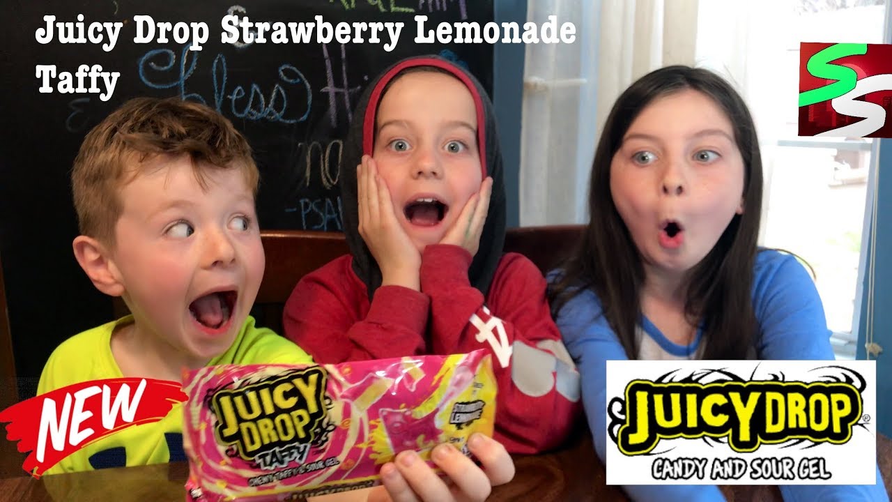 TASTING THE NEW JUICY DROP STRAWBERRY LEMONADE TAFFY WITH SOUR GEL