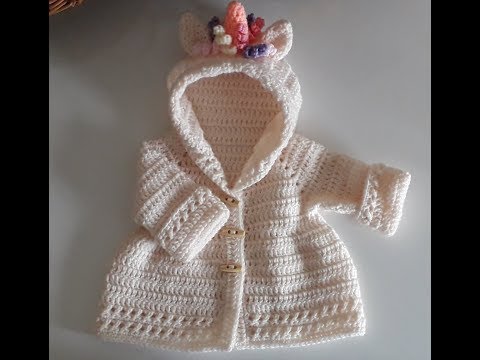 Crochet #10 How to crochet a girl's hooded unicorn coat / jacket  PART 1