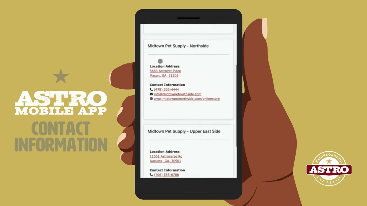 Astro Loyalty Mobile App | Contact Information Menu NEW