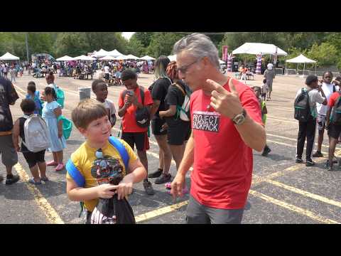 Mike and Colton Reunite at Project Backpack! - Mike Morse Law Firm - 855-MIKE-WINS