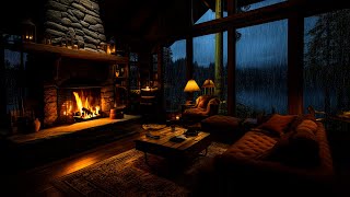 Sleep Instantly in Cozy Livingroom with Heavy Rain and Intense Thunder Sounds on Window at Night