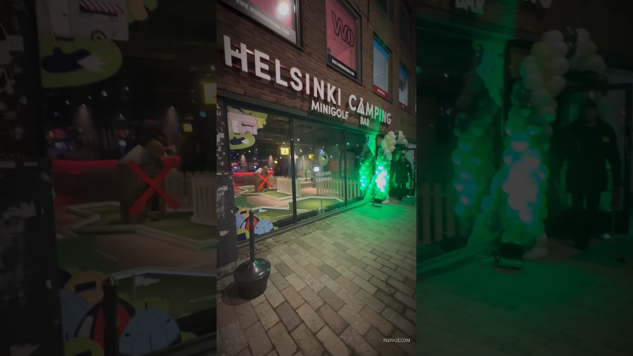 Minigolf inside the new Helsinki Camping Minigolf Bar! ⛳️