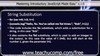 JavaScript Training Tutorial String Substitution
