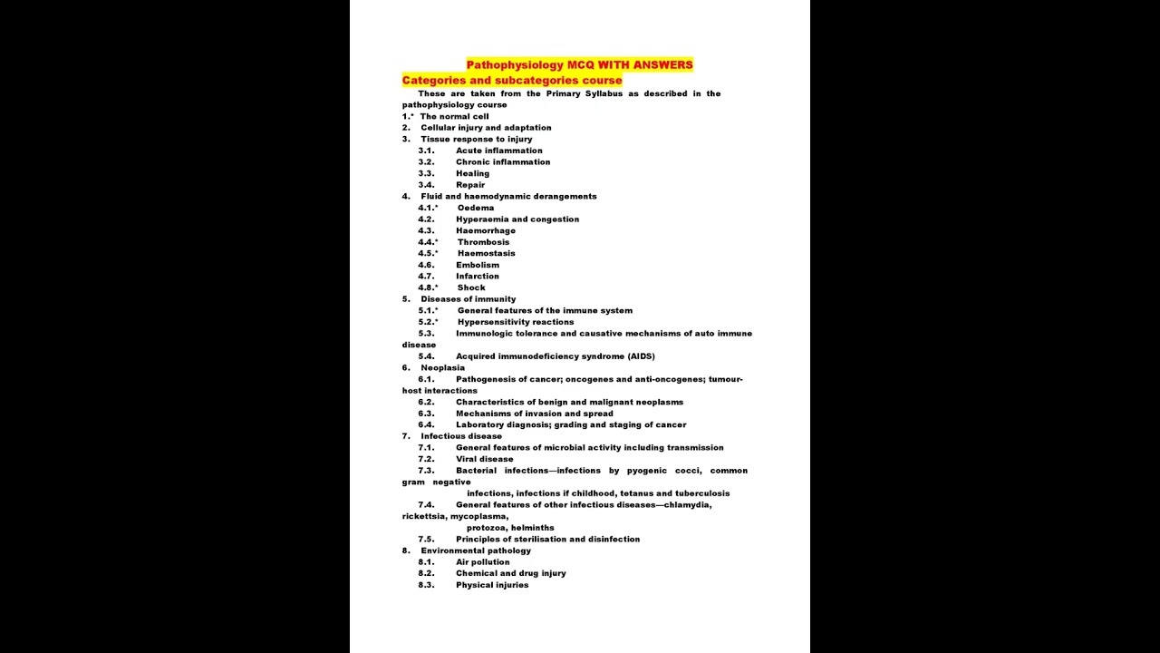 MCQS PATHOPHYSIOLOGY  POOLED mcq ans Prof Ali Timimi  P1